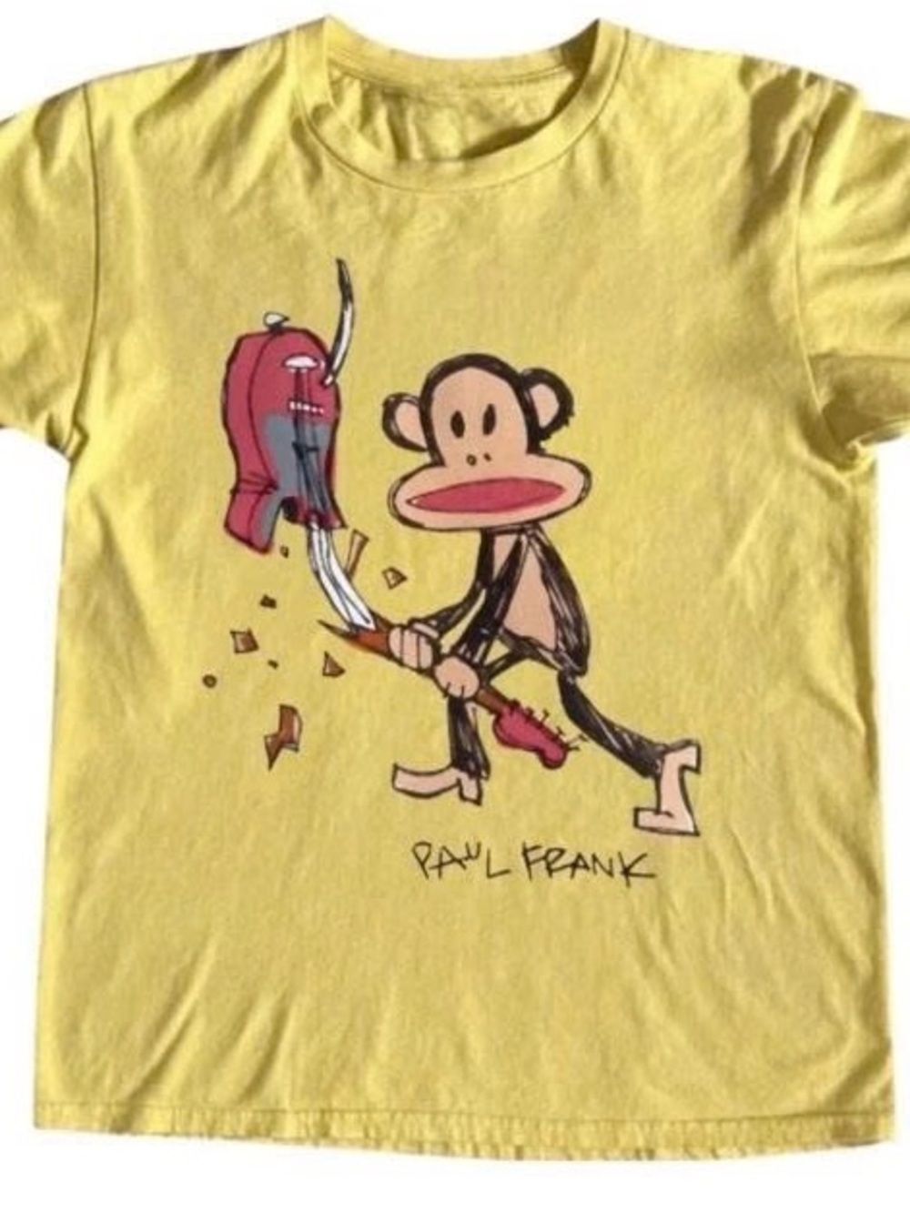 Paul Frank Yellow Tee with Guitar-Smashing Julius Graphic